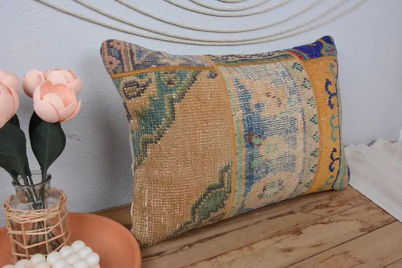 16x24 Yellow Cushion Cover, Authentic Pillow Sham, Pillow Case, Pillow for Sofa, Boho Pillow Sham Cover, Pattern Throw Pillow Cover, Antique Pillows - 1