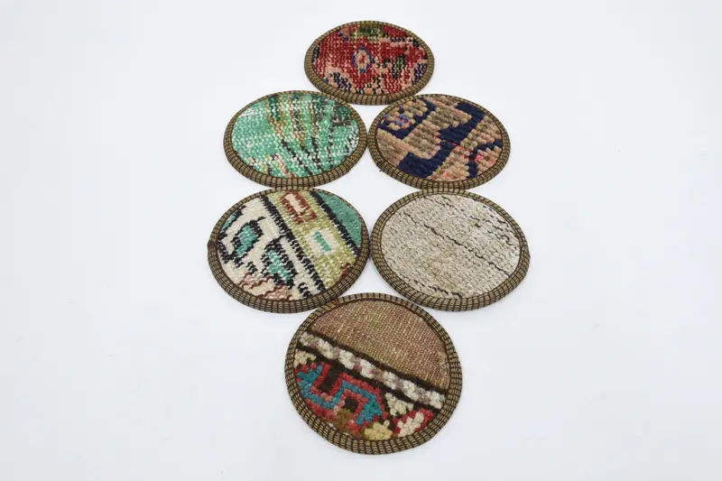 Elegant Red and Beige Coasters, Premium Circle Coaster Set