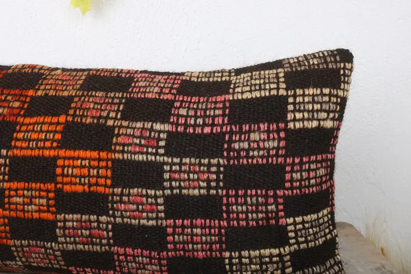Nautical Throw Cushion, Interior Designer Pillow, Handmade Kilim Cushion, 12x24 Brown Cushion Cover, Pillow for Couch, Pillow Case - 5