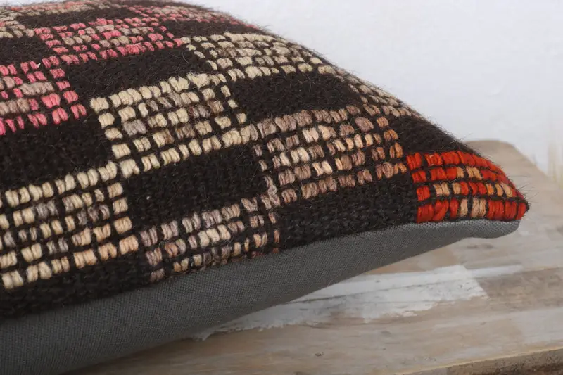 Nautical Throw Cushion, Interior Designer Pillow, Handmade Kilim Cushion, 12x24 Brown Cushion Cover, Pillow for Couch, Pillow Case - 6