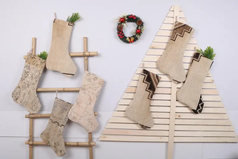 Festive 22-Inch Christmas Stocking, Scandinavian Ornament Pattern