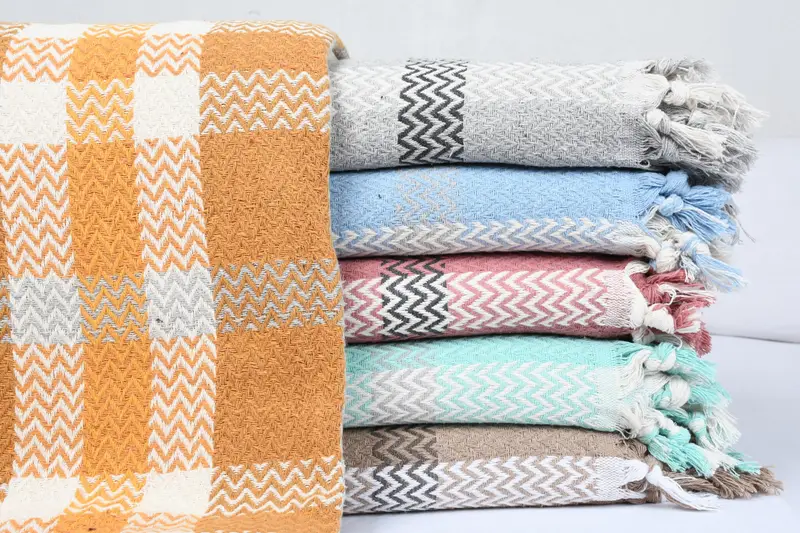 Aesthetic Blanket, Beach Theme Bachelorette Party, Woven Blanket, 90x80 Cotton Striped Towel, Housewarming Gift, Turkish Blanket, Wedding For Favor - 1