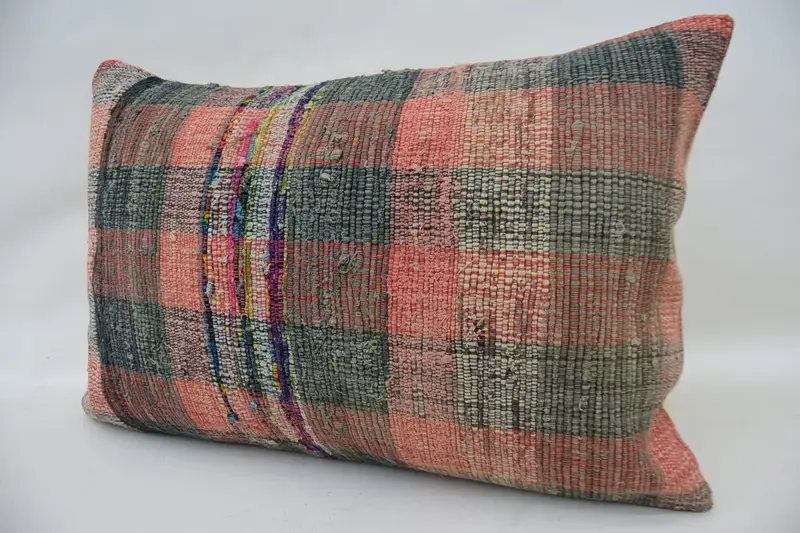 Boho Throw Pillow Case, Kilim Pillow Cover, 16x24 Red Cushion Cover, Cushion Case, Throw Kilim Pillow, Boho Pillow Sham Cover - 3
