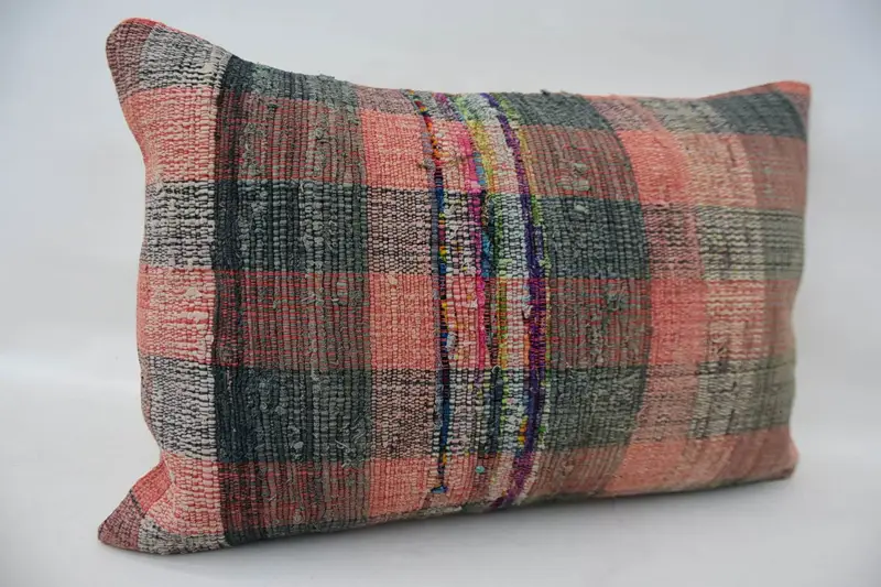 Boho Throw Pillow Case, Kilim Pillow Cover, 16x24 Red Cushion Cover, Cushion Case, Throw Kilim Pillow, Boho Pillow Sham Cover - 2