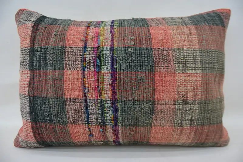 Boho Throw Pillow Case, Kilim Pillow Cover, 16x24 Red Cushion Cover, Cushion Case, Throw Kilim Pillow, Boho Pillow Sham Cover - 1