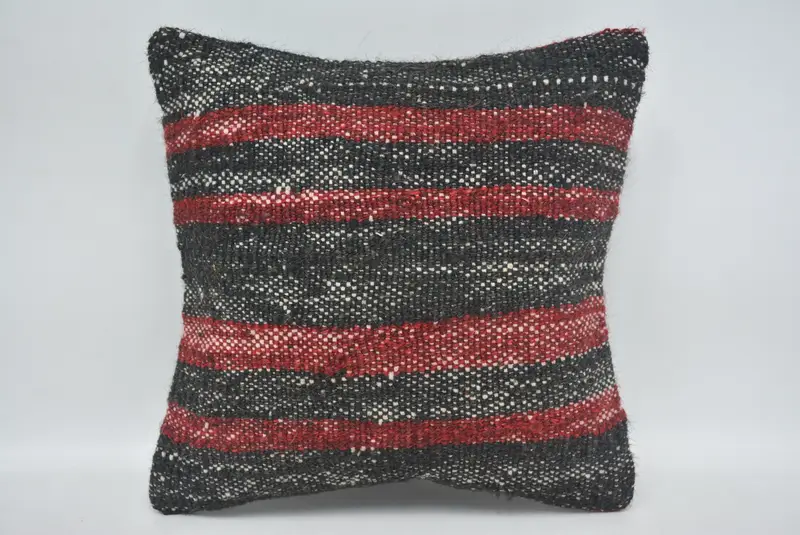 Home Decor Pillow, Vintage Kilim Pillow, Pillow Sham, Ethnic Pillow Cover Cushion Case, Boho Pillow, 12x12 Red Cushion Case - 1