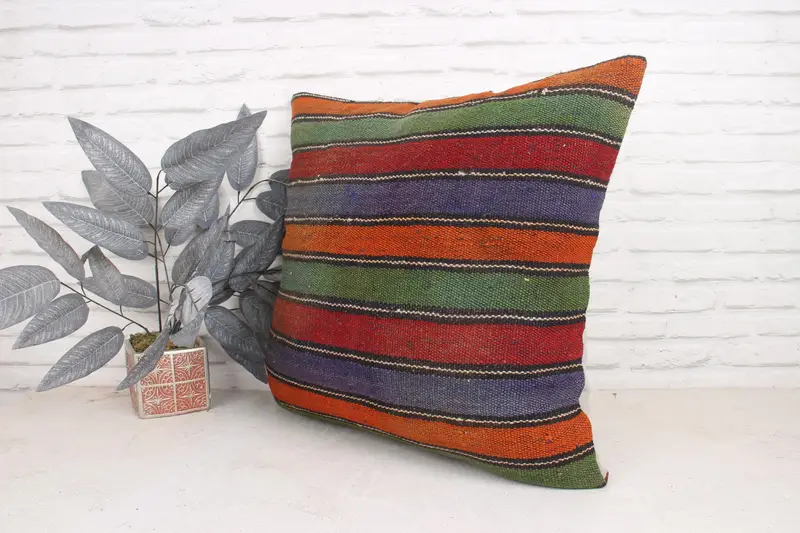 24x24 Green Pillow Case, Armchair Pillow Cover, Pillow, Turkish Kilim Pillow, Kilim Pillow, Bench Cushion Case, Colorful Pillow, Pillow for Sofa - 4