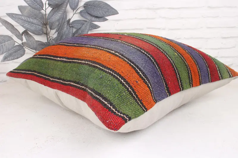 24x24 Green Pillow Case, Armchair Pillow Cover, Pillow, Turkish Kilim Pillow, Kilim Pillow, Bench Cushion Case, Colorful Pillow, Pillow for Sofa - 6