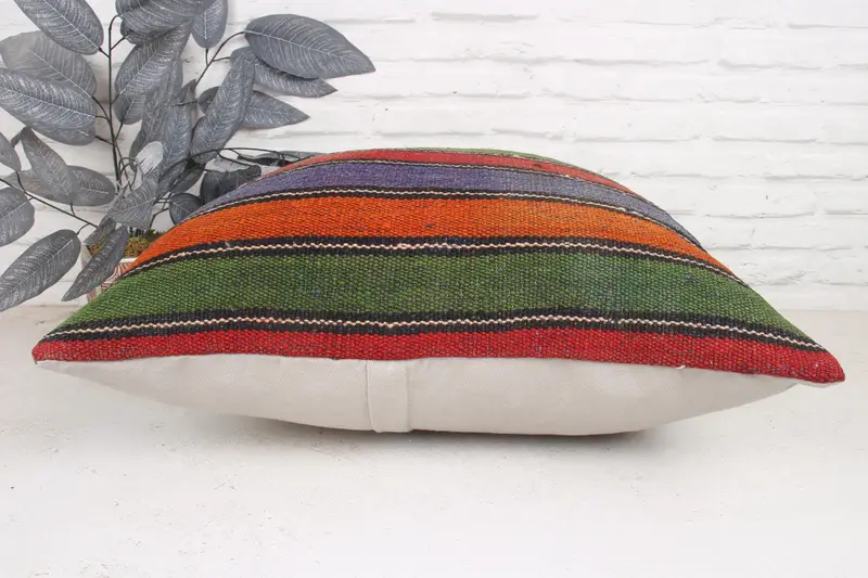 24x24 Green Pillow Case, Armchair Pillow Cover, Pillow, Turkish Kilim Pillow, Kilim Pillow, Bench Cushion Case, Colorful Pillow, Pillow for Sofa - 5
