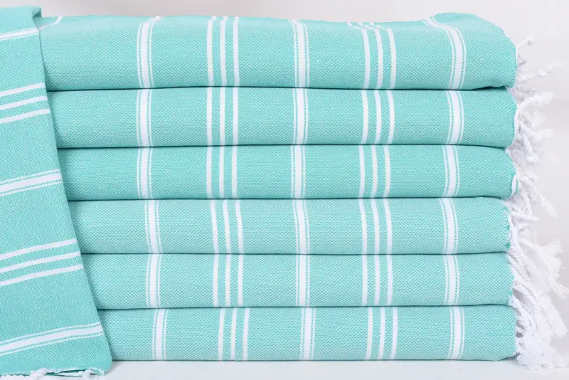 Turkish Towel Hand Towel, 40x24 Inches, Green Striped Kitchen Towel