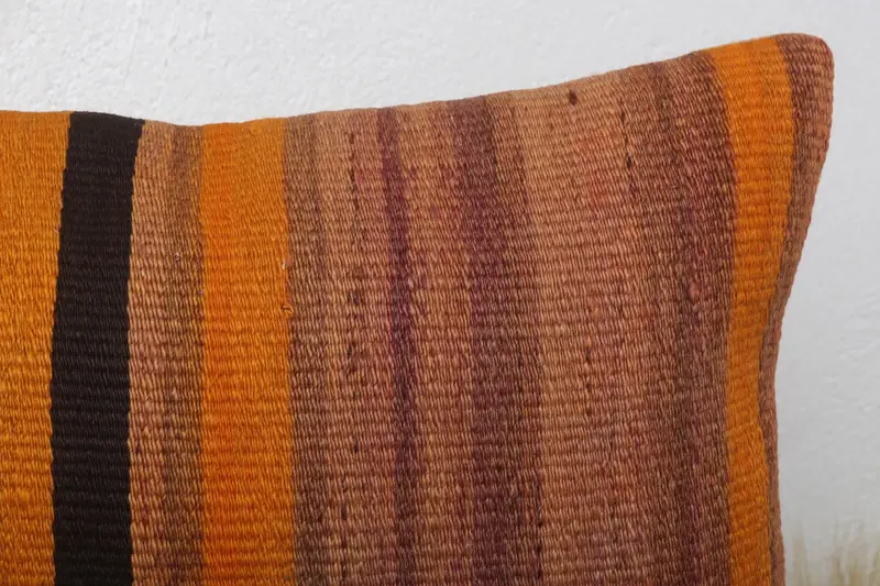 Kilim Pillow, Pillow Sham, Gift Pillow, Rustic Cushion, 12x24 Orange Pillow, Couch Cushion Case, Neutral Pillow Sham, Antique Pillows - 5