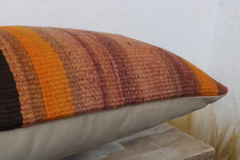 Kilim Pillow, Pillow Sham, Gift Pillow, Rustic Cushion, 12x24 Orange Pillow, Couch Cushion Case, Neutral Pillow Sham, Antique Pillows - 6