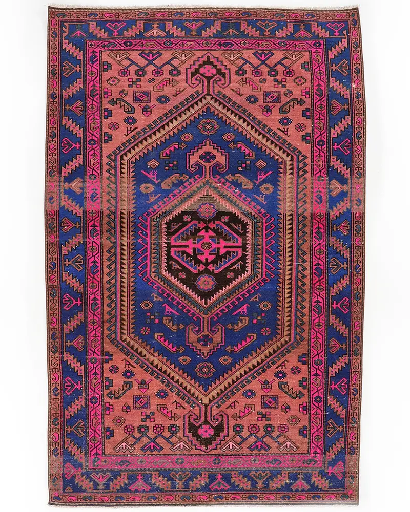 Mavi Halı, 4,3x7 ft Zarif Düz Renk Dekor