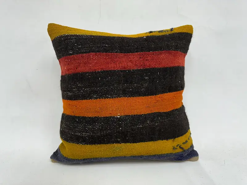 20x20 Brown Pillow, Antique Pillows, Boho Pillow Sham Cover, Cushion Case, Kilim Cushion Sham, Living Room Throw Cushion Cover - 1