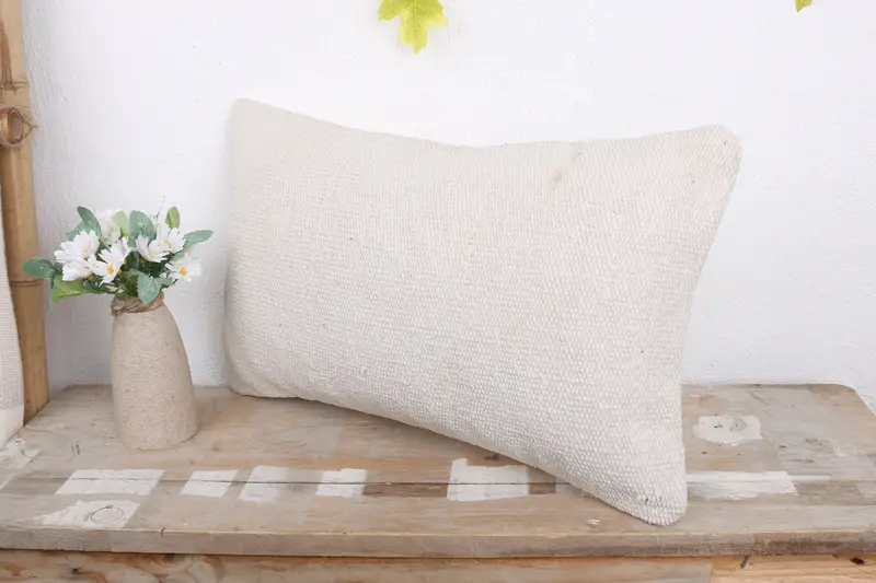 Kilim Pillow, 12x20 White Pillow Cover, Pillow Case, Hippie Throw Cushion, Antique Pillows, Designer Throw Cushion, Turkish Pillow - 5