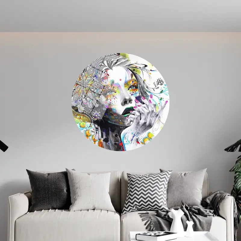 Modern Woman Portrait: Colorful Abstract Canvas Art Print