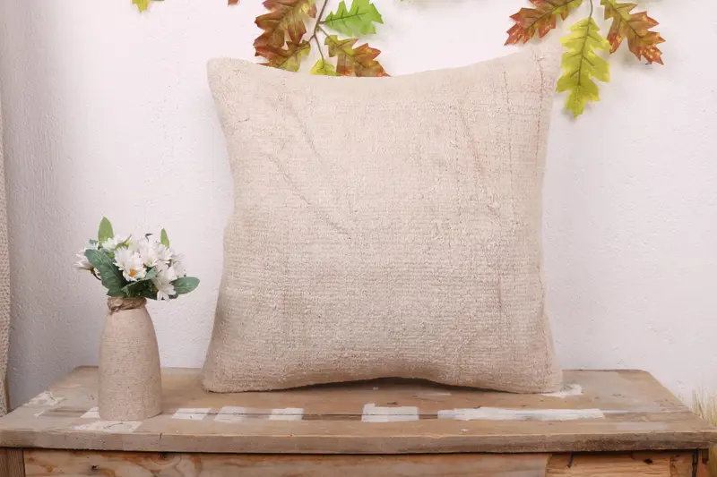 Vintage Kilim Pillow, Vintage Kilim Pillow Pillow Cover, Handmade Kilim Cushion, Interior Designer Pillow, Cushion Case, 18x18 White Cushion Case - 1