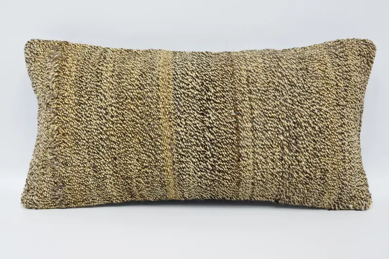 Vintage Kilim Pillow, 8x16 Brown Cushion, Cushion, Boho Chic Pillow Case, Bolster Throw Pillow, Interior Designer Pillow, Boho Pillow - 1