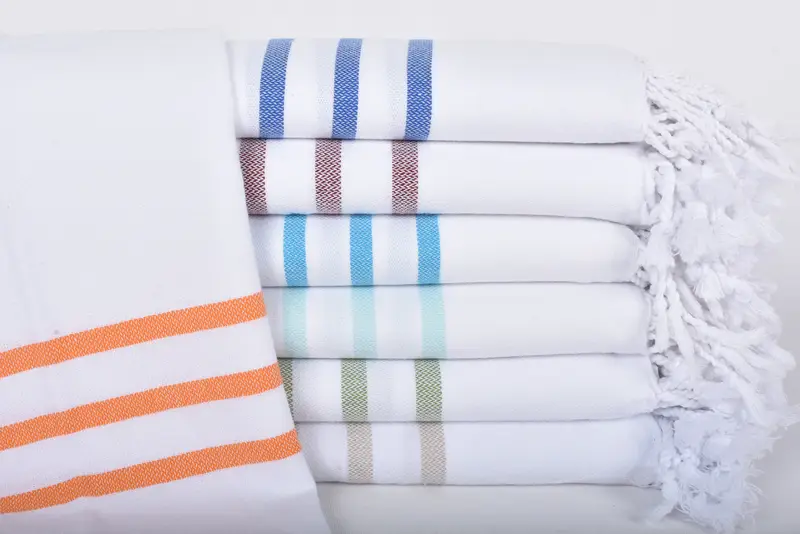 Monogram Hand Towel Dark Green Striped Organic Cotton, 40x20 Inches