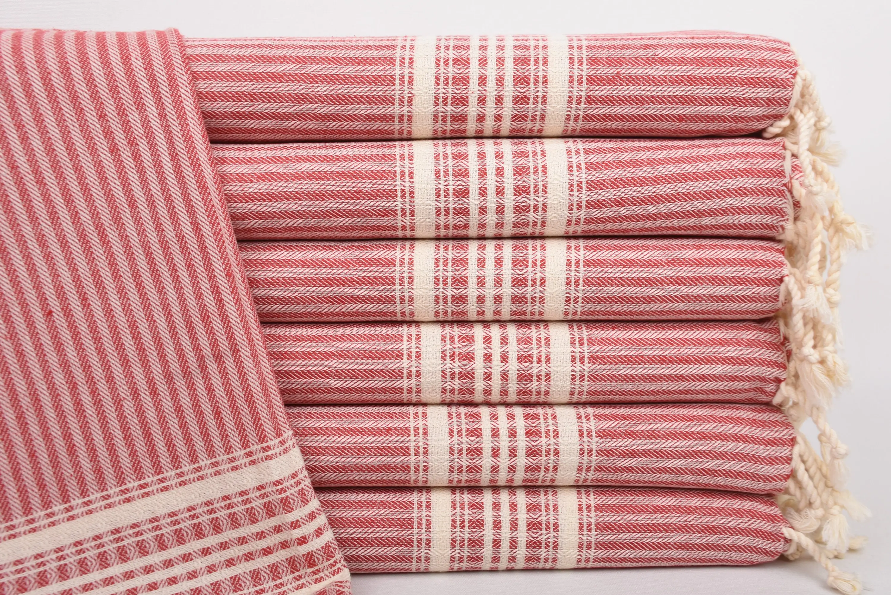 Bridesmaid Personalized Red Striped Tea Towel, 40x18 Inches - 1