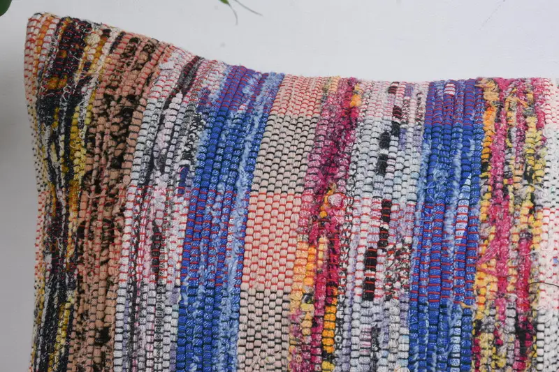 Pillow for Sofa, Knitted Pillow Case, Cushion Cover, Throw Kilim Pillow, Handmade Pillow Sham, Antique Pillows, 12x24 Blue Pillow Case - 2
