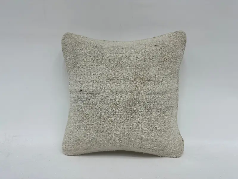 Pillow Cover, Customized Pillow, Ethnical Kilim Rug Pillow, Yoga Pillow Case, 16x16 White Cushion, Vintage Kilim Pillow, Boho Pillow - 1
