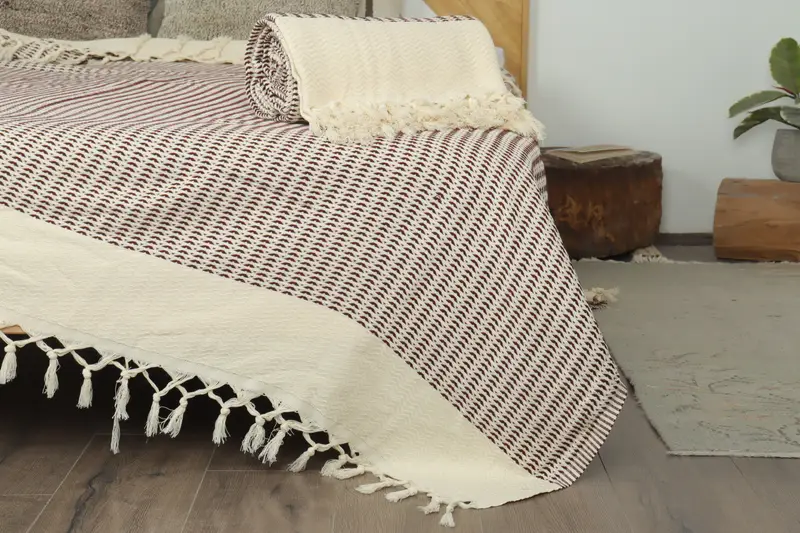 Bachelorette Gifts, Turkish Cotton Throw Blanket, Turkish Blanket, Decorative Bedspread, Unique Gift, 90x76 Cotton Diamond Towel, Woven Blanket - 7