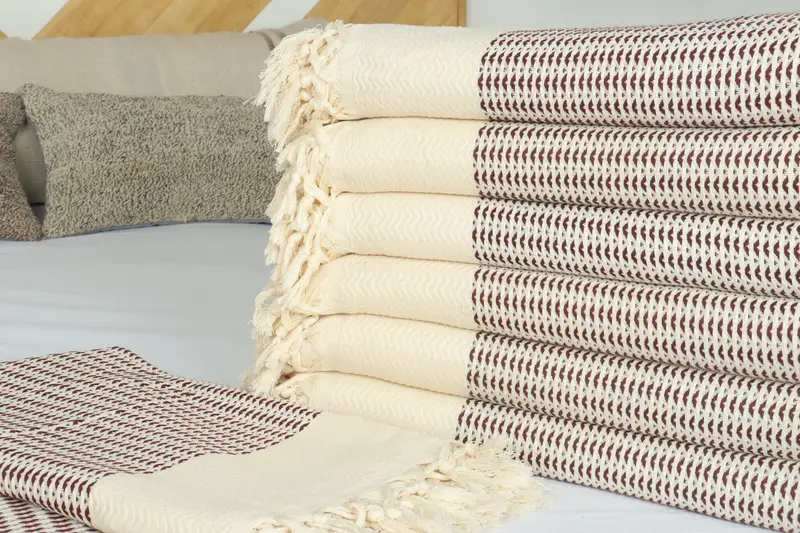 Bachelorette Gifts, Turkish Cotton Throw Blanket, Turkish Blanket, Decorative Bedspread, Unique Gift, 90x76 Cotton Diamond Towel, Woven Blanket - 3