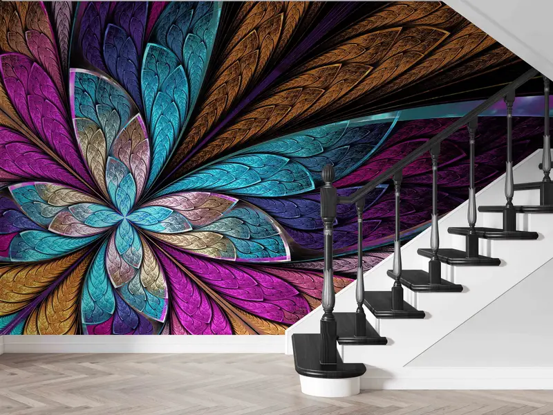Beautiful Fractal Wall Poster, Modern Paper Craft, Beautiful Fractal Flower or Butterfly Wall Paper, Fractal Wall Decals, Vinyl Wallpaper, - 6