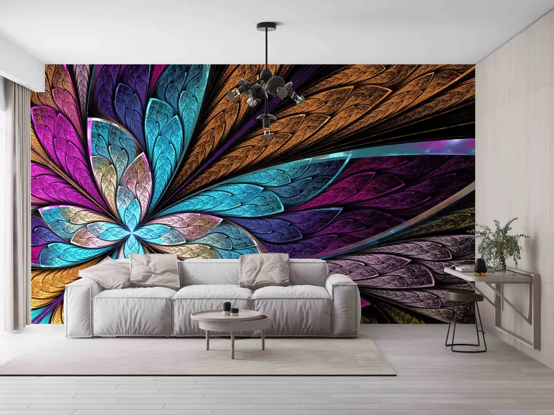 Beautiful Fractal Wall Poster, Modern Paper Craft, Beautiful Fractal Flower or Butterfly Wall Paper, Fractal Wall Decals, Vinyl Wallpaper, - 7