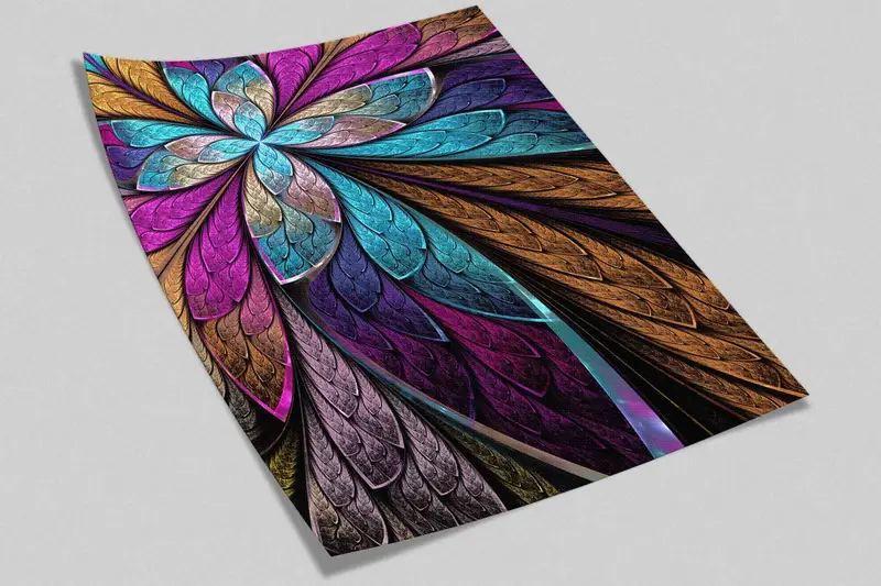 Beautiful Fractal Wall Poster, Modern Paper Craft, Beautiful Fractal Flower or Butterfly Wall Paper, Fractal Wall Decals, Vinyl Wallpaper, - 8