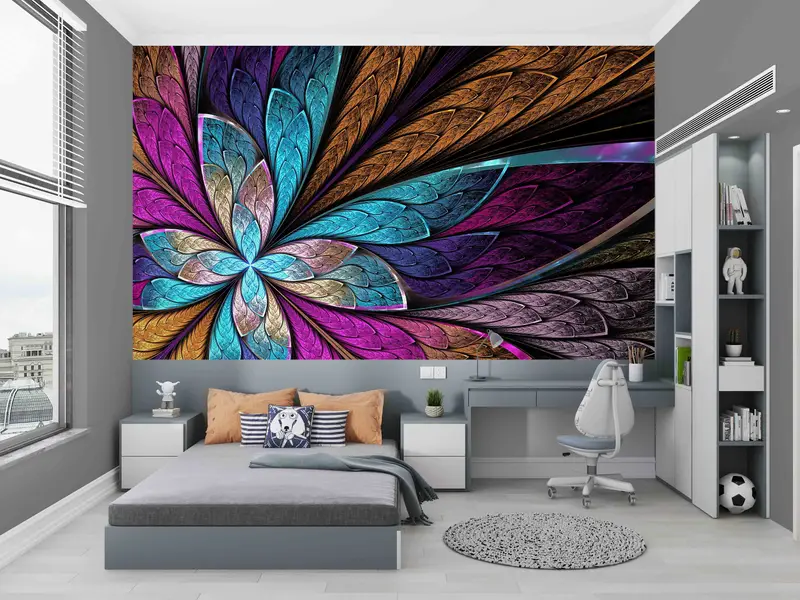 Beautiful Fractal Wall Poster, Modern Paper Craft, Beautiful Fractal Flower or Butterfly Wall Paper, Fractal Wall Decals, Vinyl Wallpaper, - 5