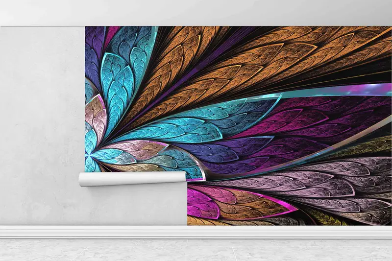 Beautiful Fractal Wall Poster, Modern Paper Craft, Beautiful Fractal Flower or Butterfly Wall Paper, Fractal Wall Decals, Vinyl Wallpaper, - 2