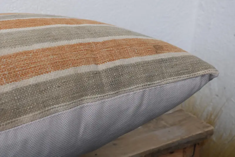 Turkish Kilim Pillow, Retro Throw Cushion, Ethnical Kilim Rug Pillow, Toss Cushion, Cushion Case, 16x16 Orange Pillow Sham, Gift Pillow - 6
