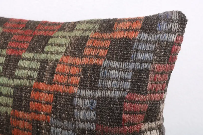 Turkish Kilim Pillow, Throw Kilim Pillow, Pillow Case, Bohemian Cushion Pillow Sham, 12x20 Red Cushion Cover, Vintage Kilim Pillow - 5