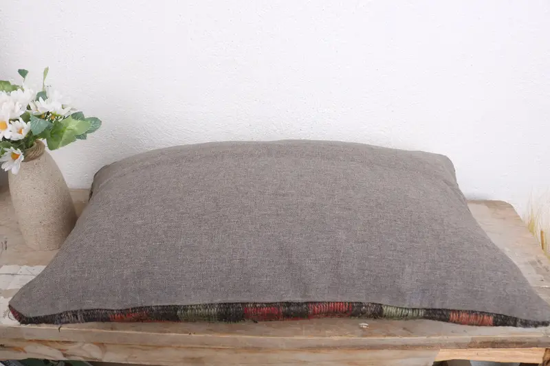 Turkish Kilim Pillow, Throw Kilim Pillow, Pillow Case, Bohemian Cushion Pillow Sham, 12x20 Red Cushion Cover, Vintage Kilim Pillow - 7
