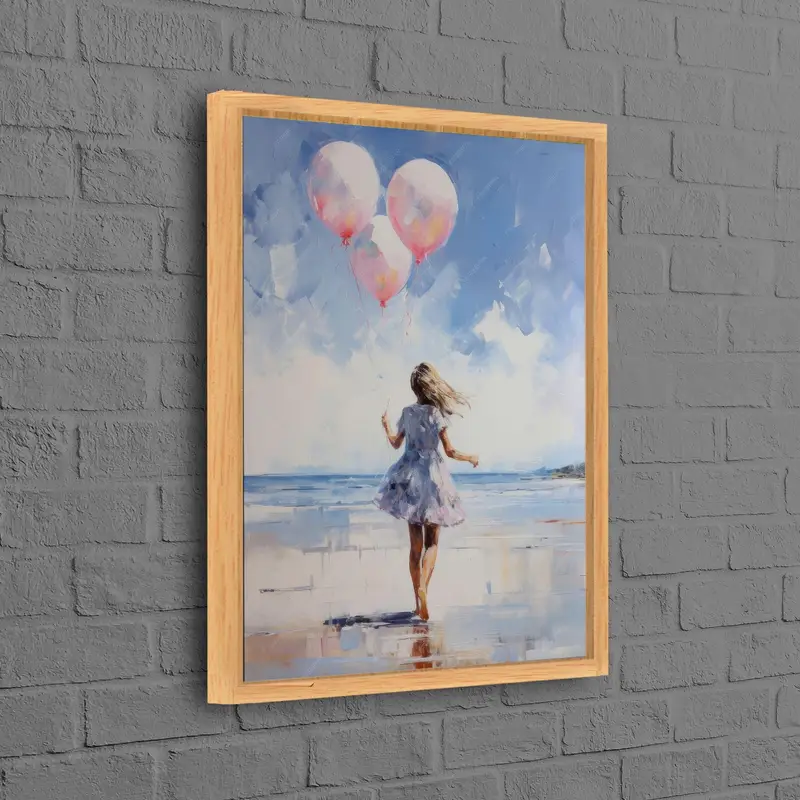 Elegant Girl Room Canvas: Blue & Pink Artistic Print