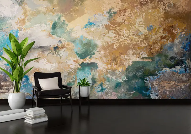 エレガントなブラウントーンのプリント壁紙: モダンな抽象デザイン