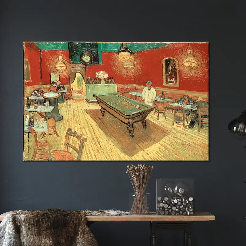 The Night Cafe by Van Gogh, Vincent Van Gogh Wall Art, Billiards Table Wall Decor, Van Gogh Cafe Decor, Van Gogh Artwork, Canvas Wall Art, - 2