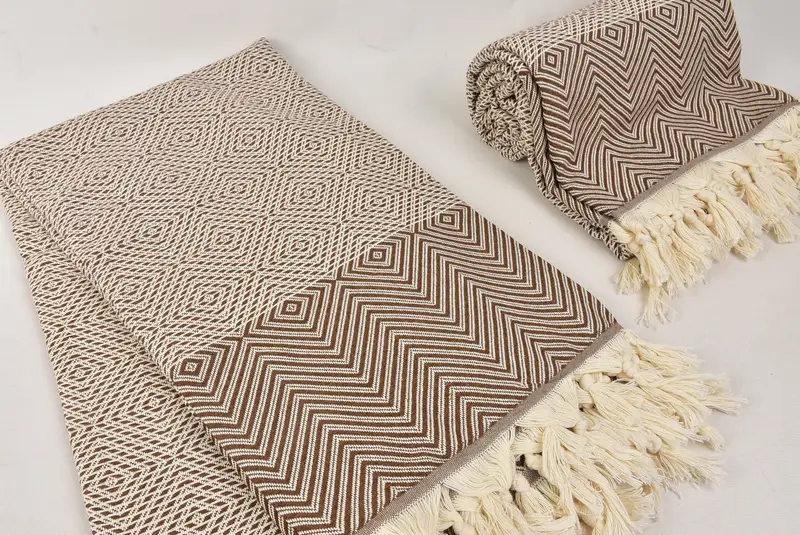 Woven Blanket, Turkish Tablecloth, Monogram Blanket, Oversized Beach Towel, 92x80 Cotton Diamond Towel, Custom Beach Blanket, Bedspread - 7