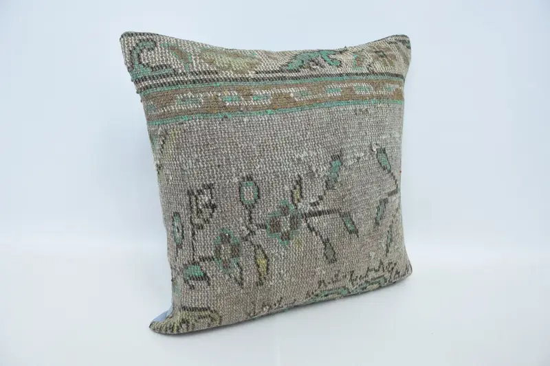 Boho Pillow, Seat Pillow Case, Vintage Pillow, Throw Kilim Pillow, Pillow Cover, Bed Cushion, 24x24 Beige Cushion Case, Anatolian Pillow Case - 3