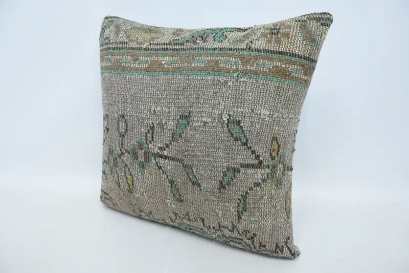 Boho Pillow, Seat Pillow Case, Vintage Pillow, Throw Kilim Pillow, Pillow Cover, Bed Cushion, 24x24 Beige Cushion Case, Anatolian Pillow Case - 4