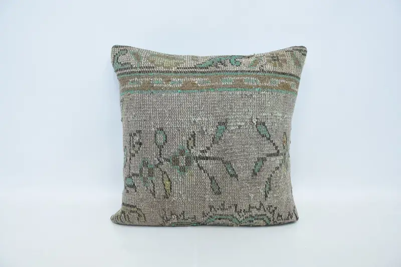 Boho Pillow, Seat Pillow Case, Vintage Pillow, Throw Kilim Pillow, Pillow Cover, Bed Cushion, 24x24 Beige Cushion Case, Anatolian Pillow Case - 1