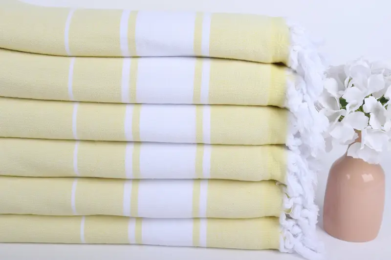 Quick-dry peshtemal, Turkish hand towel, 64x36 Cotton Striped Terry Towel, Wedding Gift, Yoga Towel, Boyfriend Christmas Gift, Gift For Wedding Day - 3