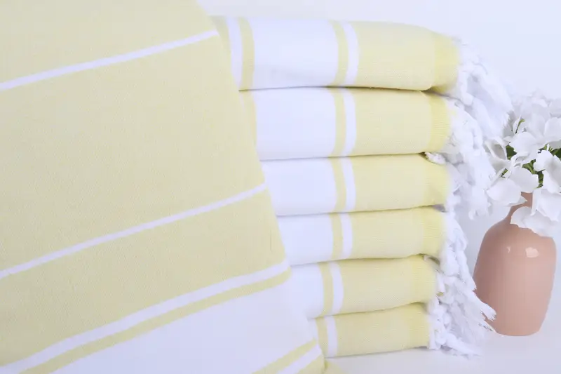 Quick-dry peshtemal, Turkish hand towel, 64x36 Cotton Striped Terry Towel, Wedding Gift, Yoga Towel, Boyfriend Christmas Gift, Gift For Wedding Day - 1