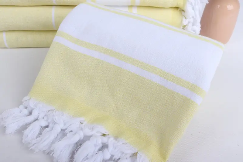 Quick-dry peshtemal, Turkish hand towel, 64x36 Cotton Striped Terry Towel, Wedding Gift, Yoga Towel, Boyfriend Christmas Gift, Gift For Wedding Day - 4