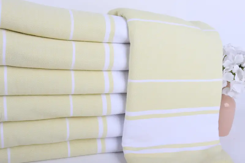 Quick-dry peshtemal, Turkish hand towel, 64x36 Cotton Striped Terry Towel, Wedding Gift, Yoga Towel, Boyfriend Christmas Gift, Gift For Wedding Day - 2