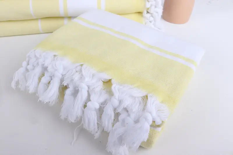 Quick-dry peshtemal, Turkish hand towel, 64x36 Cotton Striped Terry Towel, Wedding Gift, Yoga Towel, Boyfriend Christmas Gift, Gift For Wedding Day - 5