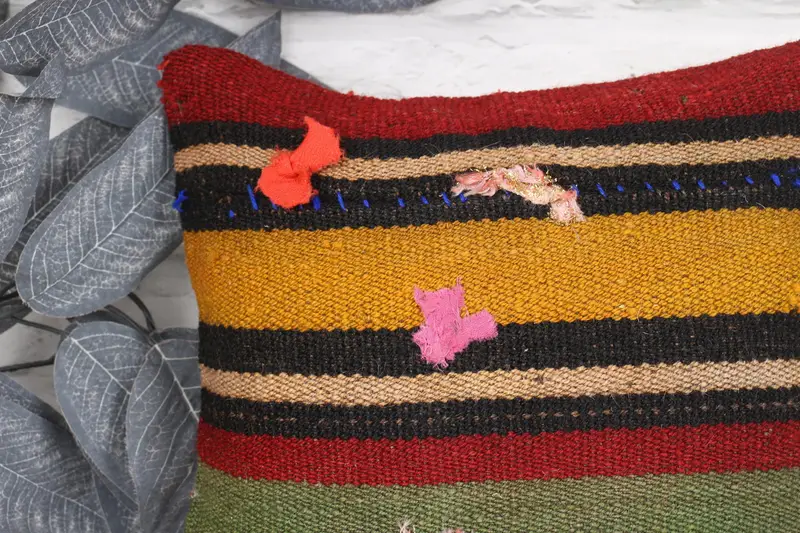 Pillow Case, Kilim Pillow Cover, 12x12 Red Cushion, Handwoven Pillow Case, Kilim Cushion Sham, Turkish Kilim Pillow, Decorative Throw Cushion Case - 2
