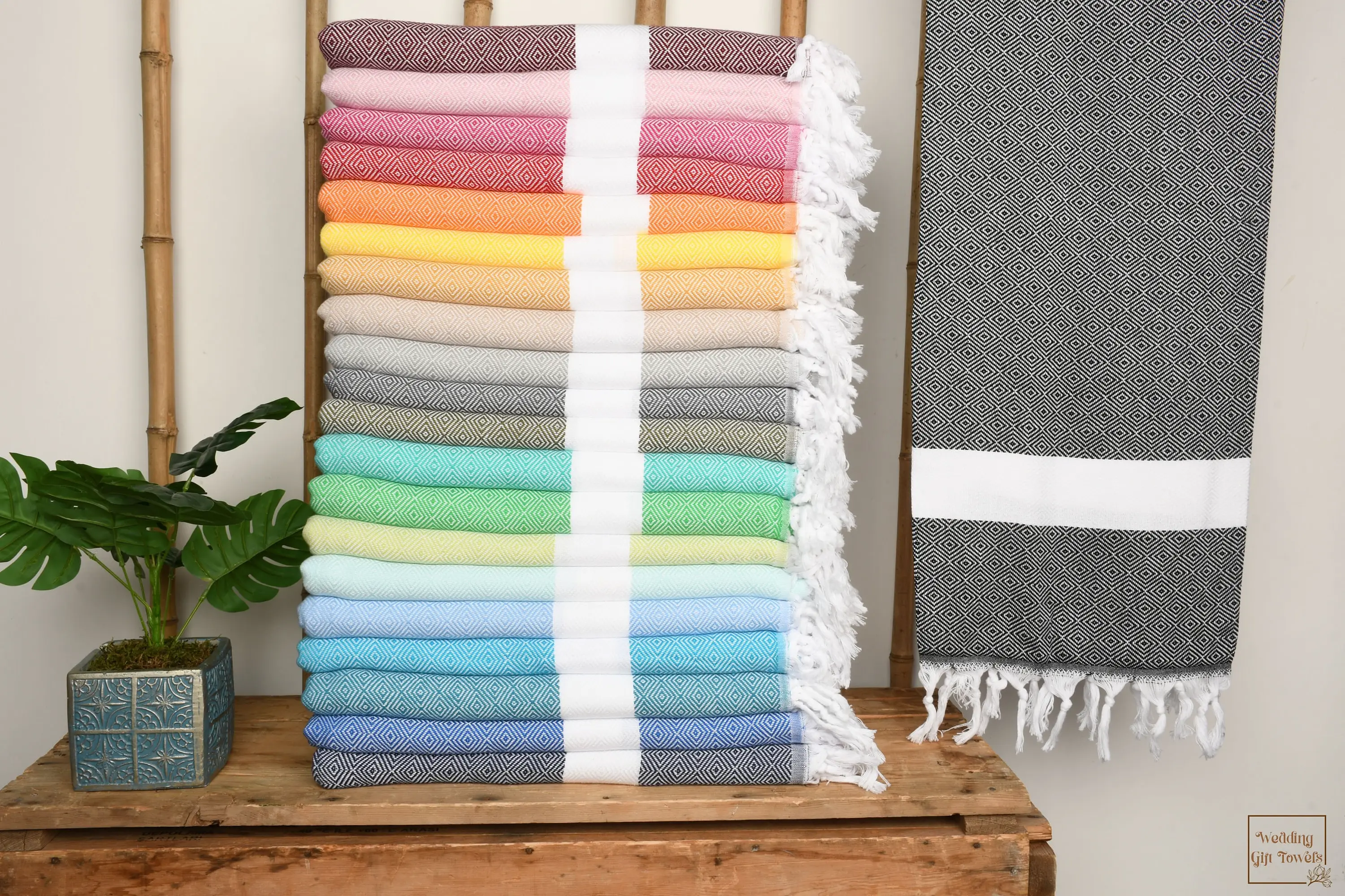 Personalized Turkish Cotton Towel Embroidered Gift, Beige, 70x40 Inches - 1